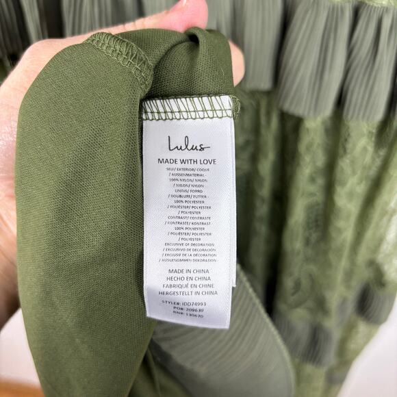 Lulus Marvelous Darling Olive Lace Ruffled Tiered Maxi Dress NEW Medium Prom - Picture 10 of 11